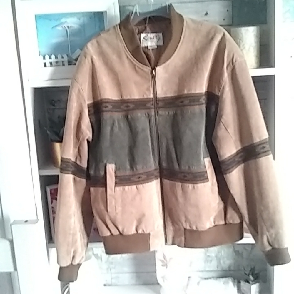 Vtg Scully suede bomber jacket with Aztec/Navajo print size large